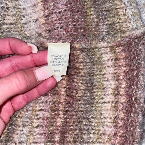 J. Jill Long Cardigan Sweater Wool Alpaca Knit Mauve Neutrals Striped SZ M soft - Picture 4 of 9
